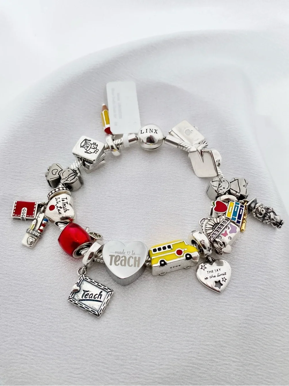 Linx Snake Chain Bracelet with Personalized Teacher Themed Charms